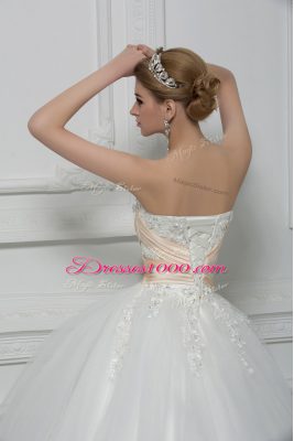 White Wedding Dresses Wedding Party with Beading and Lace Sweetheart Sleeveless Lace Up