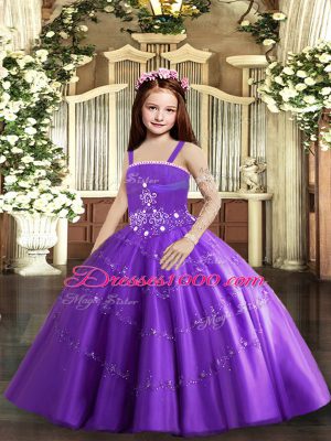 Modern Purple Sleeveless Tulle Lace Up Teens Party Dress for Party and Sweet 16 and Wedding Party