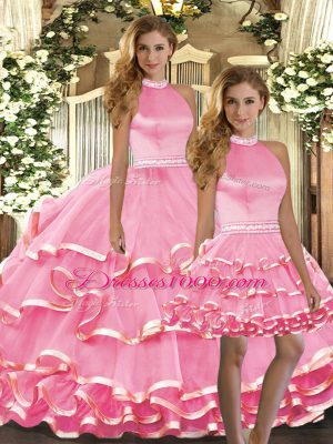 Amazing Sleeveless Beading and Ruffled Layers Backless Sweet 16 Dresses