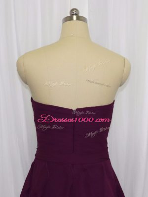 Dark Purple Zipper Prom Party Dress Ruffled Layers and Ruching Sleeveless Floor Length