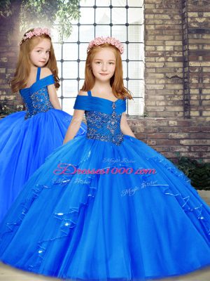 New Arrival Tulle Sleeveless Floor Length 15 Quinceanera Dress and Beading and Ruffles