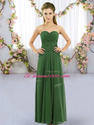 Vintage Floor Length Empire Sleeveless Green Bridesmaid Dresses Lace Up