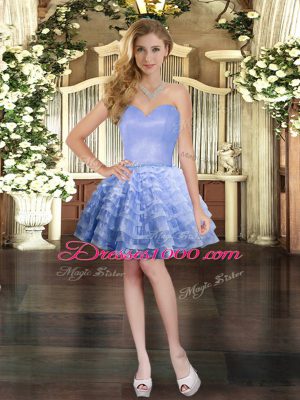 Lavender Ball Gowns Organza Sweetheart Sleeveless Ruffled Layers Mini Length Lace Up Homecoming Dress Online