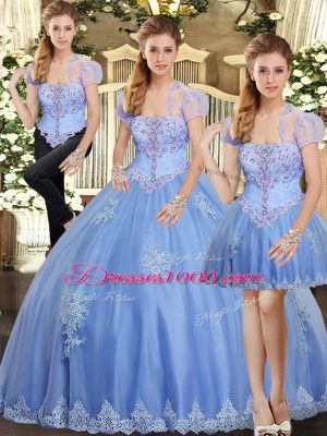 Dramatic Sleeveless Beading and Appliques Lace Up 15th Birthday Dress
