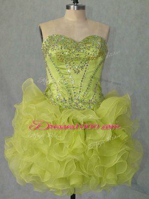 Sweet Mini Length Ball Gowns Sleeveless Yellow Green Homecoming Party Dress Lace Up