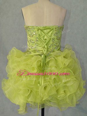 Sweet Mini Length Ball Gowns Sleeveless Yellow Green Homecoming Party Dress Lace Up