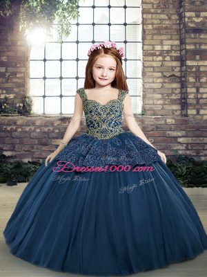 Sleeveless Beading and Appliques Lace Up Pageant Gowns For Girls