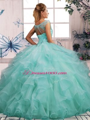 Decent Ball Gowns Ball Gown Prom Dress Watermelon Red Off The Shoulder Organza Sleeveless Floor Length Lace Up