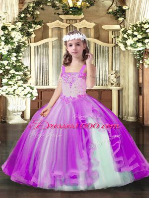 Lilac Womens Party Dresses Party and Sweet 16 and Wedding Party with Beading Straps Sleeveless Lace Up
