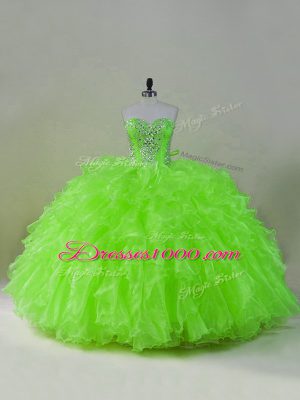 Spectacular Sweetheart Lace Up Ruffles Quince Ball Gowns Sleeveless
