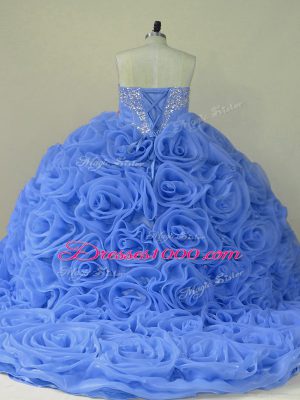 Fantastic Organza Sleeveless Ball Gown Prom Dress Brush Train and Beading