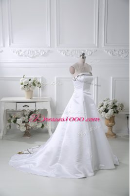 Cheap White Ball Gowns Pattern Wedding Dresses Lace Up Satin Sleeveless