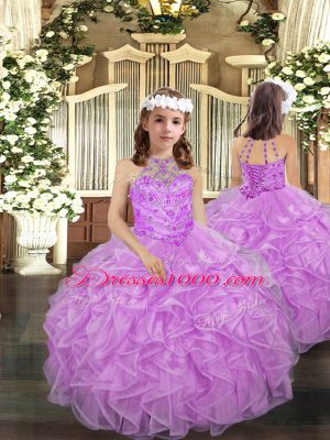 Extravagant Sleeveless Lace Up Floor Length Beading and Ruffles Quinceanera Dress