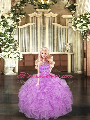 Extravagant Sleeveless Lace Up Floor Length Beading and Ruffles Quinceanera Dress