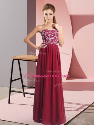 Chiffon Sleeveless Floor Length Dress for Prom and Beading