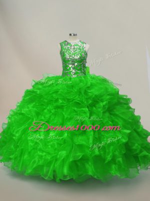 On Sale Sleeveless Ruffles and Sequins Floor Length Quince Ball Gowns