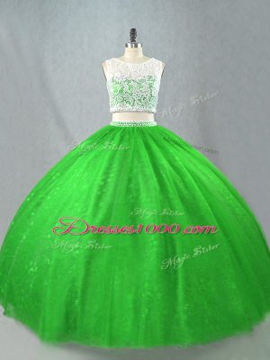 Green Sleeveless Floor Length Beading Zipper Sweet 16 Dress