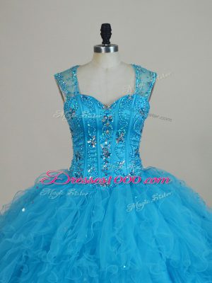 Wonderful Sleeveless Beading and Ruffles Zipper Quinceanera Gown