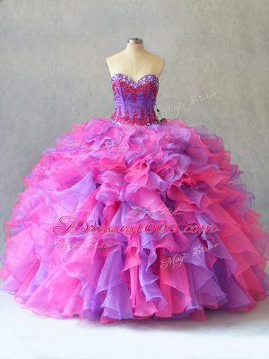 Vintage Multi-color Sleeveless Beading and Ruffles 15 Quinceanera Dress