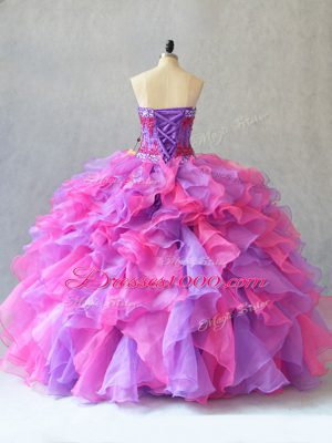 Vintage Multi-color Sleeveless Beading and Ruffles 15 Quinceanera Dress