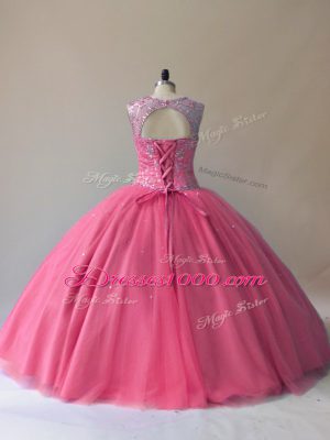 Discount Red Quinceanera Gown Sweet 16 and Quinceanera with Beading Scoop Sleeveless Lace Up