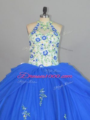 Shining Sleeveless Appliques and Embroidery Lace Up Quinceanera Gown