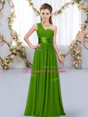 Floor Length Empire Sleeveless Green Dama Dress for Quinceanera Lace Up
