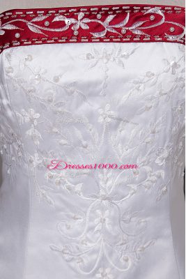 Sleeveless Beading and Embroidery Lace Up Wedding Dress with White Brush Train