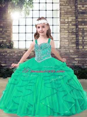 New Style Floor Length Ball Gowns Sleeveless Turquoise Party Dresses Lace Up