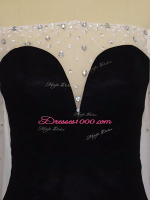 New Arrival Black Chiffon Zipper Off The Shoulder Long Sleeves Floor Length Prom Evening Gown Beading