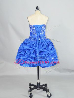 Mini Length Ball Gowns Sleeveless Blue Dress for Prom Lace Up
