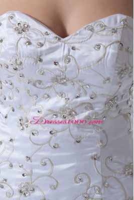 Elegant Sleeveless Brush Train Embroidery and Pick Ups Lace Up Wedding Gowns