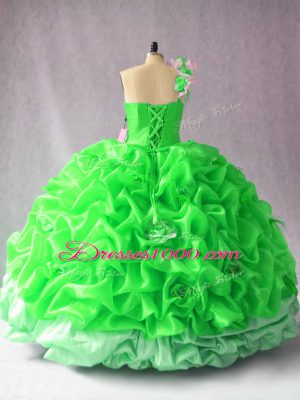 Classical Organza Sleeveless Floor Length Vestidos de Quinceanera and Pick Ups and Hand Made Flower