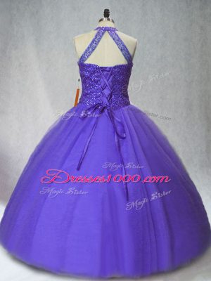 Floor Length Ball Gowns Sleeveless Purple 15 Quinceanera Dress Lace Up