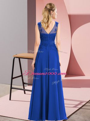 Sophisticated Floor Length Empire Sleeveless Royal Blue Court Dresses for Sweet 16 Zipper