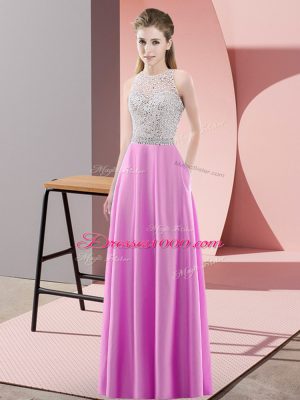 Graceful Lilac Sleeveless Satin Backless Party Dress for Prom and Party