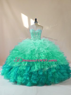 Floor Length Lace Up Vestidos de Quinceanera Multi-color for Sweet 16 and Quinceanera with Beading and Ruffles