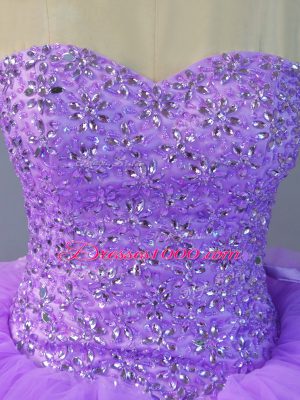 Sumptuous Lavender Sleeveless Organza Lace Up Quinceanera Dress for Sweet 16 and Quinceanera