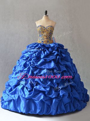 Ball Gowns Quinceanera Dress Blue Sweetheart Taffeta Sleeveless Lace Up