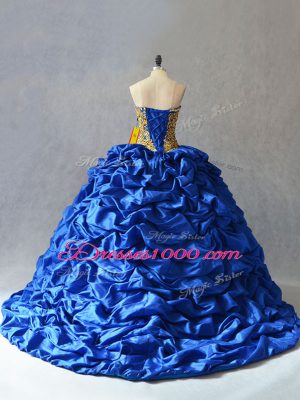 Ball Gowns Quinceanera Dress Blue Sweetheart Taffeta Sleeveless Lace Up