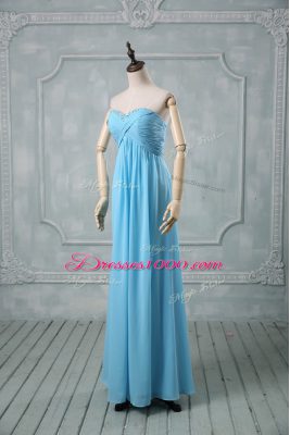 Edgy Floor Length Baby Blue Evening Dress Sweetheart Sleeveless Backless