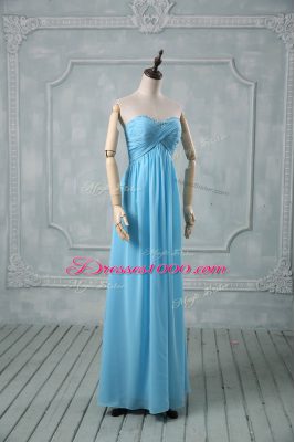 Edgy Floor Length Baby Blue Evening Dress Sweetheart Sleeveless Backless