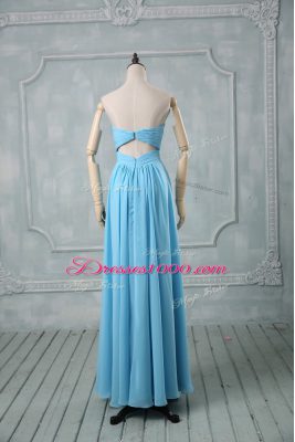 Edgy Floor Length Baby Blue Evening Dress Sweetheart Sleeveless Backless