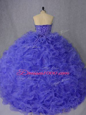 Spectacular Organza Sleeveless Quince Ball Gowns Brush Train and Beading