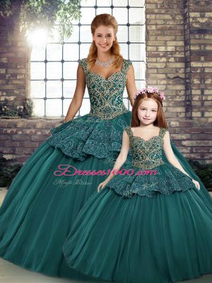 Sleeveless Beading and Appliques Lace Up Quinceanera Gown