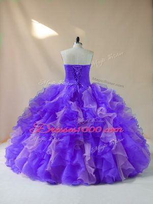 Multi-color Sleeveless Floor Length Beading and Ruffles Lace Up Quinceanera Dresses