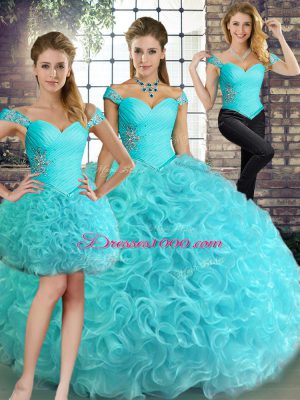 Artistic Fabric With Rolling Flowers Sleeveless Floor Length Quinceanera Dress and Beading