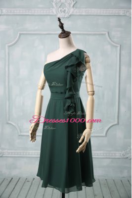 Shining One Shoulder Sleeveless Chiffon Homecoming Party Dress Ruching Zipper