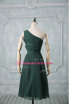 Shining One Shoulder Sleeveless Chiffon Homecoming Party Dress Ruching Zipper