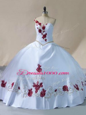 Customized One Shoulder Sleeveless Lace Up Quinceanera Dress White Satin